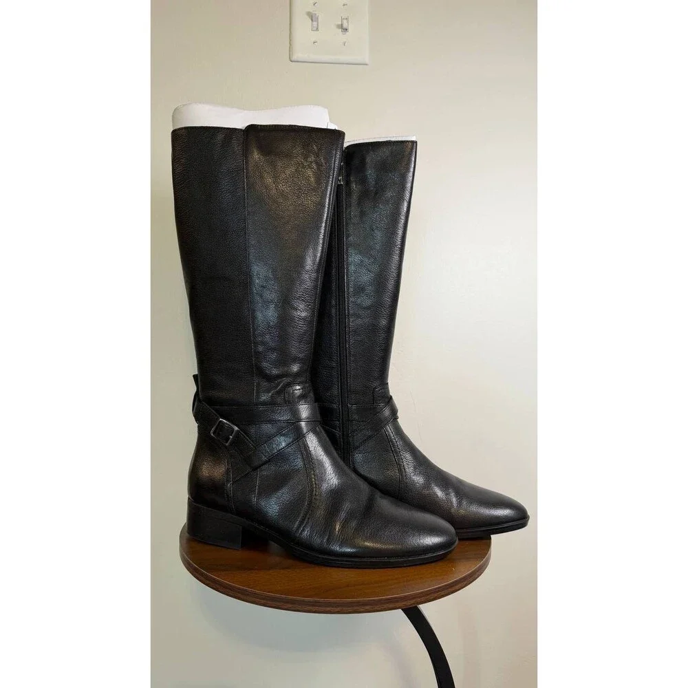 Naturalizer Rena 2 Boots 11W Black Leather Wide Calf Riding Style NIB msrp$325 - Picture 8 of 15